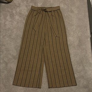 Elegant Tan Striped Wide-Leg Pants